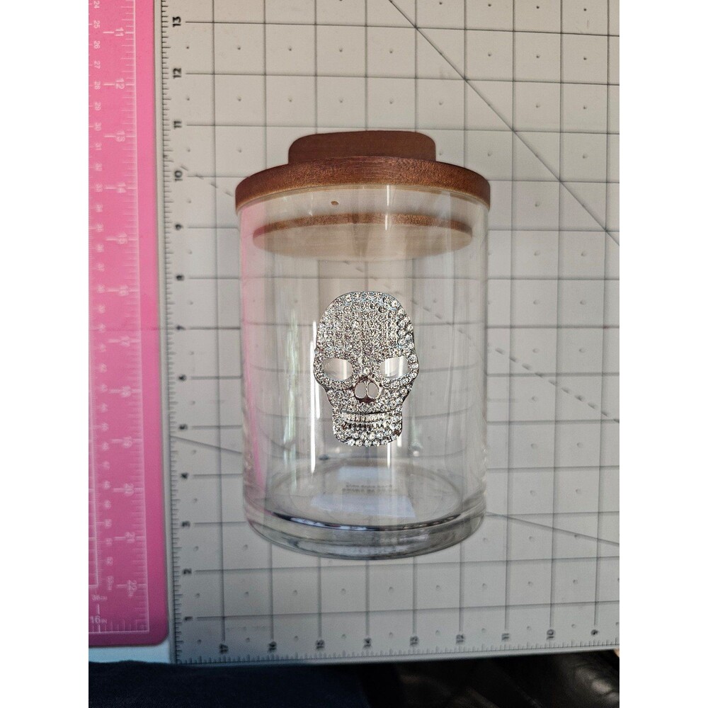 Skull halloween goth jar canister lid decor